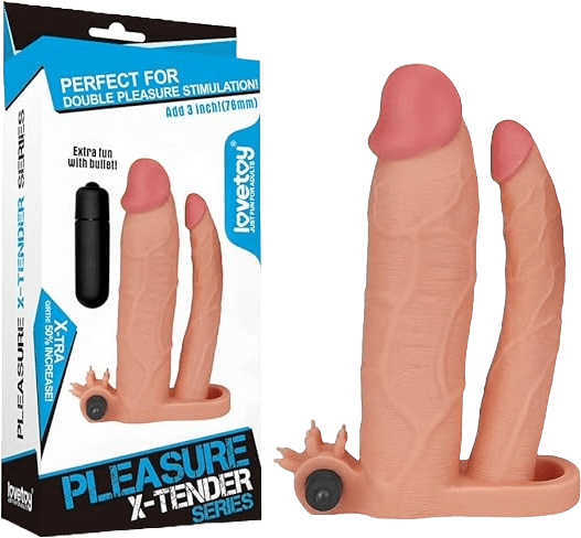 CAPA PENIANA DUPLA COM EXTENSOR E VIBRAÇÃO LOVETOY