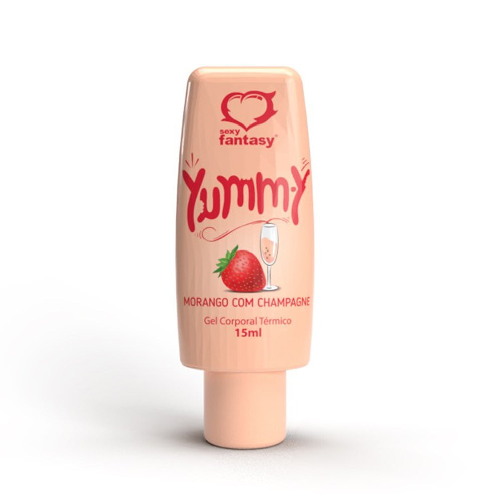 GEL COMESTÍVEL YUMMY MORANGO COM CHAMPAGNE 15ML SEXY FANTASY