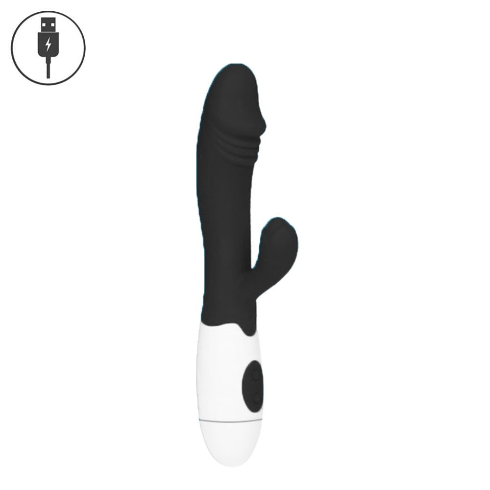 VIBRADOR COM ESTIMULADOR CLITORIANO USB IMPORT