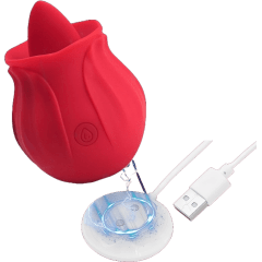 VIBRADOR FORMATO ROSA COM LINGUA IMPORT
