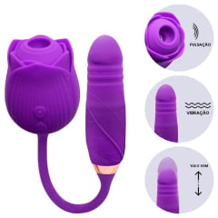 VIBRADOR ROSA CLITÓRIS E PONTO G VAI E VEM RECARREGÁVEL IMPORT
