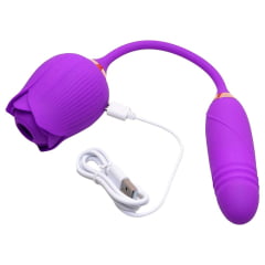VIBRADOR ROSA CLITÓRIS E PONTO G VAI E VEM RECARREGÁVEL IMPORT