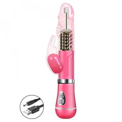VIBRADOR ROTATIVO COELHO RECARREGÁVEL 9 MODOS IMPORT